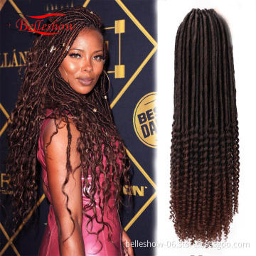 Hot sell 20inch straight curly braid Afro crochet braid hair faux locs curly kinky faux dreadlocks Jerry Curly Faux Locs hair